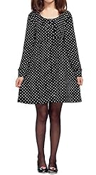 Polka Dot Print Brocade Spring Summer Long Sleeves  Dress