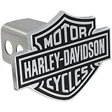 Harley Davidson Black Fill Bar & Shield Emblem Chrome Hitch Cover