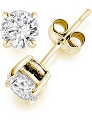 3/4 Carat Solitaire Diamond Stud Earrings Round Brilliant Shape 4 Prong Push Back (H-I Color, I1 Clarity)