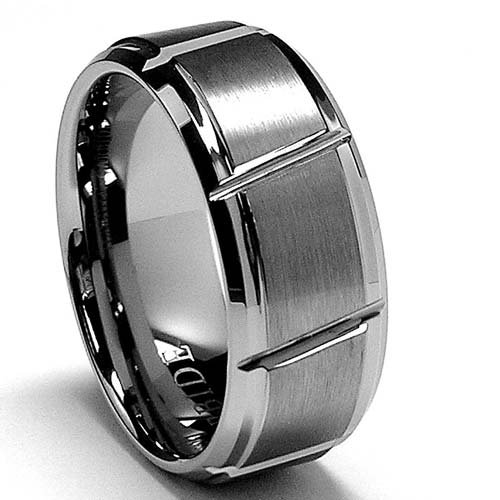 7MM Grooved Tungsten Carbide Ring Wedding Band Sizes 6 to 13