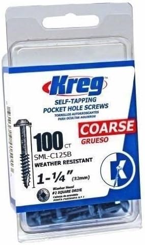 Kreg SML-C125B-100 100 Count #8 X 1-1/4in Blue-Kote Coarse Thread Pocket Screws