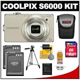 51DuXteYl1L. SL160  #>> Nikon Coolpix S6000 Digital Camera 14 MP Digital Camera with 7x Optical Zoom (Champagne Silver) with 8GB Card + (2) Batteries + Case + Tripod + Accessory Kit Reviews