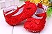 Cute Baby Girl Crib Shoes Comfortable Soft Sole Anti-Slip Sandal Princess Rose Flower Infant Toddler Shoes Red