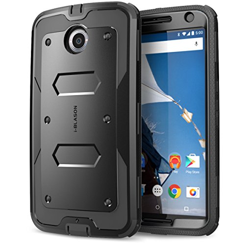 Nexus 6 Case, [Heave Duty] **Slim Protection** i-Blason Google Nexus 6 Phone Case Armorbox [Dual Layer] Hybrid Full-body Protective Case with Front Cover and Built-in Screen Protector / Impact Resistant Bumpers Cover for Motorola Nexus 6 Phone (Black