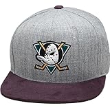 Mitchell & Ness Anaheim Mighty Ducks Snapback Hat Heather Grey/Burgundy Suede