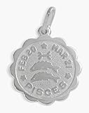 Round Sterling Silver Pisces Zodiac Pendant with Chain