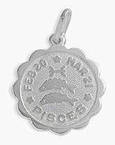 Round Sterling Silver Pisces Zodiac Pendant with Chain