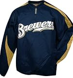 Milwaukee Brewers Navy Blue Suede Full Zip Premium Jacket