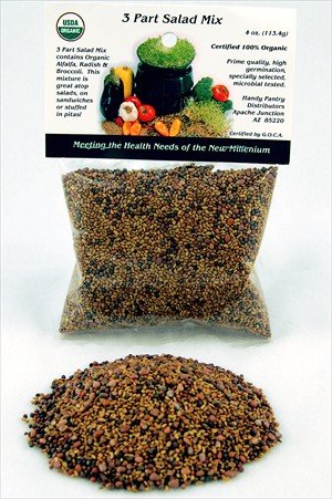 3 Part Salad Sprout Mix - Certified Organic Sprouting Seed: Radish, Broccoli, Alfalfa 1 4... by Living Whole Foods