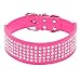Beirui Rhinestones Dog Collars - 5 Rows Full Sparkly Crystal Diamonds Studded PU Leather - 2 Inch Wide -Beautiful Bling Pet Appearance for Medium & Large Dogs,2