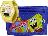 Spongebob Blue Wallet for Kids and LCD Watch