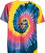 Adult Tie-Dyed Multi-Color Spiral Short Sleeve T-shirt