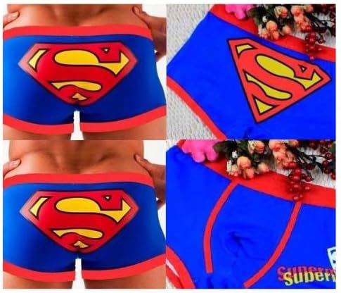 New Man's Cartoon Superman Supermen Boxers Briefs Trunks Underwear Boyshorts Size L Waist Size 26.5"-30.5"
