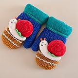 キッズ手袋、ジュニア、子供用 BLAST シンプル グローブ 手袋 冬 子供用 カタツムリ柄 (2歳~5歳目安) (ブルーブラック)