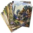 Cottages - Box Set of 12 Assorted Greeting Cards and Patterned Envelopes
