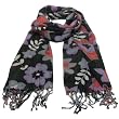 Soft Floral Print Summer Light Scarf Shawl Wrap Black with Multi Colors