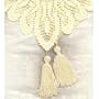 White Damask Tablecloth With Beige Lace Runner 60x108