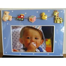 4x6 Table Top Light Blue Picture Frame with Baby Decoration by 