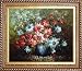 Knife Painted Still Life Standard Mum Flowers Oil Painting, with Exquisite Dark Gold Wood Frame 26.5 x 30.5 inches