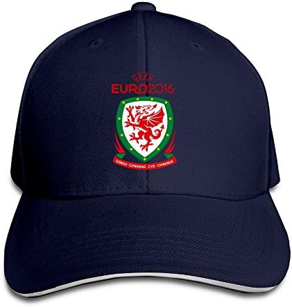 Unisex UEFA Euro Wales Adjustable Snapback Trucker Cap 100%cotton Navy One Size