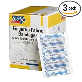 First Aid Only 1-3 4 X 2 Fingertip Fabric Bandage, 40-Count Boxes (Pack of 3) by First Aid Only