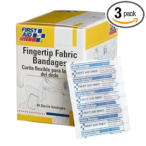 First Aid Only 1-3 4 X 2 Fingertip Fabric Bandage, 40-Count Boxes (Pack of 3) by First Aid Only