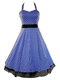 50's Small Polka Dot Swing Prom Dress Blue & White