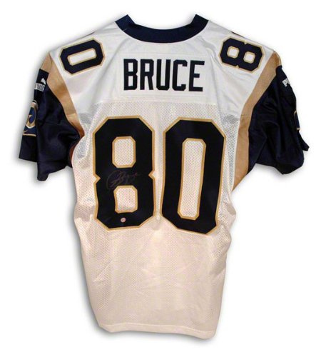 Isaac Bruce Autographed St. Louis Rams White Puma Authentic Jersey