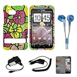 Tropical Rainbow Flower Rhinestone Diamante 2 Piece Protective Crystal Hard ....