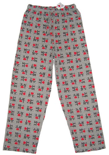 I Love NY New York Lounge Pants Heart Pajama Bottoms Gray Medium