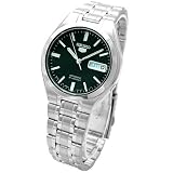 【日本製逆輸入SEIKO5】セイコー5 デイデイトカレンダー搭載 メンズ自動巻き式腕時計 ブラックチェックダイアル シルバーステンレスベルト SNKG13J1の画像