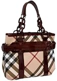 Burberry - Burberry Rachel Coated Canvas Berry Patent Leather Shoulder Bag 3201027
