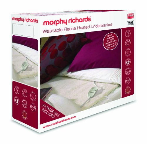 Morphy Richards 75182 Fleece Washable Electric Underblanket Dual Controls, King