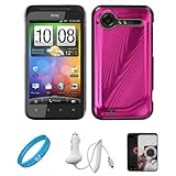 Pink Metallic Cosmo Wave Design Protective Snap-On Case Cover for HTC Droid ....