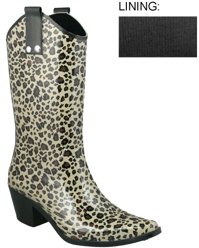 Capelli New York Shiny Baby Leopard Cowboy Ladies Rubber Rain Boot product image