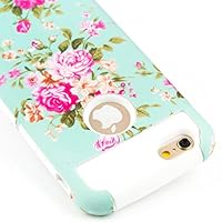 iPhone 6S Case,LUOLNH Hybrid High Impact Heavy Duty Dual Layer Hard Plastic flower pattern Outer Shell with Soft Rubber Inner Armor Defender Case Cover for iPhone 6S 4.7 inch(Flower Blue/White) from LUOLNH