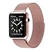 Teslasz 42mm Mesh Replacement Strap Stainless Steel Milanese Loop Strap Magnetic Buckle Wrist Band for Apple iWatch All Models (Rose Gold 42 MM)