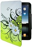Green Floral Garden Horizontal Booklet Flip Cover Carrying Case for Apple iPad (1st Generation) 16GB 32GB 64GB Wi-Fi / 3G