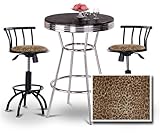 IMAGE OF Chrome Bar Table & 2 Black Adjustable 24