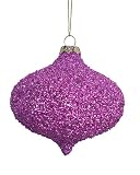 Hot Pink Onion Shaped Crushed Glass Christmas Ornament
