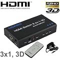 HDMI Switch 3-fach 3x1 aktiv 3D Umschalter 3:1 automatisch + Fernbedienung + Verst�rker + Netzteil + Metallgeh�use/ 3 Eing�nge + 1 Ausgang - bis zu 3 Ger�te an einen Beamer/ Tv