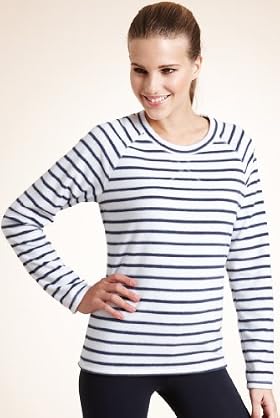 Crew Neck Striped Fleece Top