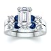 Jewelry : 2.75 CT EMERALD DIAMOND W ROUND BLUE SAPPHIRE RING SET