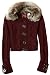 Guess Girls 7-16 Cropped Sweater With Fur Trim,Burgundy,M(10/12)