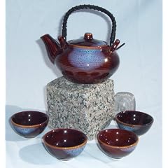 Kleines Asiatisches Teeset 103 Teeservice aus Keramik, Teekanne mit Tassen