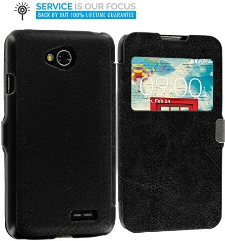 LG Optimus L90 Case, TechSpec(TM) Black (Open) Magnetic Flip Wallet Case Cover Pouch for LG Optimus L90