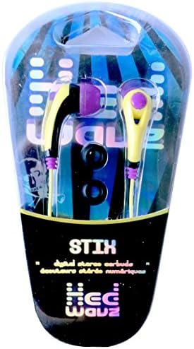 Aroc Electronics SBP-2500 Hed Wavz Stix Digital Stereo Earbuds, Yellow