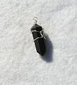 Silver Wire Wrapped Black Onyx Crystal Point Pendant