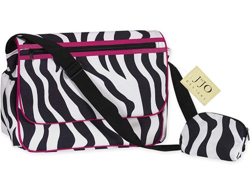Hot Pink and Zebra Print Messenger Baby Diaper Bag