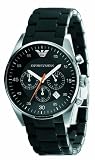 Emporio armani gents sport watch with black silicone wrapped strap and black dial